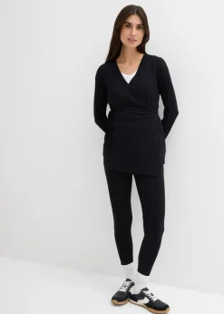 Conjunto de camiseta cruzada premamá con cómodos leggings (2 piezas)