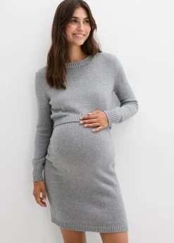 Conjunto premamá de 2 piezas compuesto por jersey y falda de algodón con hilo brillante