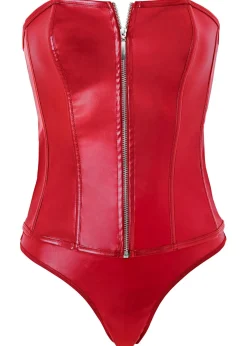 Corsé + tanga de piel sintética (conjunto de 2 piezas)