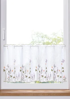 Cortina con bordado de flores