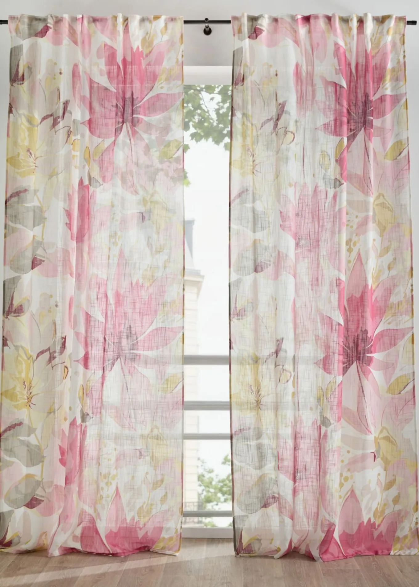 Cortina con estampado de flores (1 unidad)