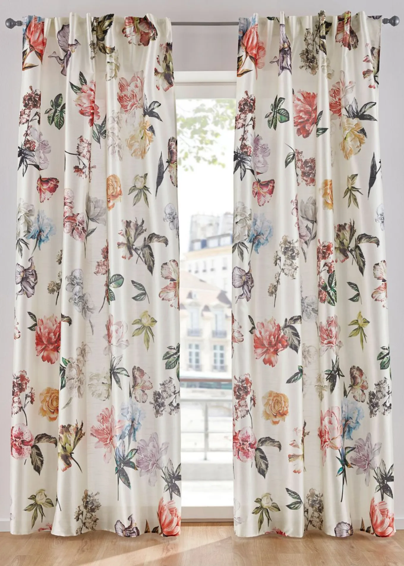 Cortina con estampado de flores (1 unidad)