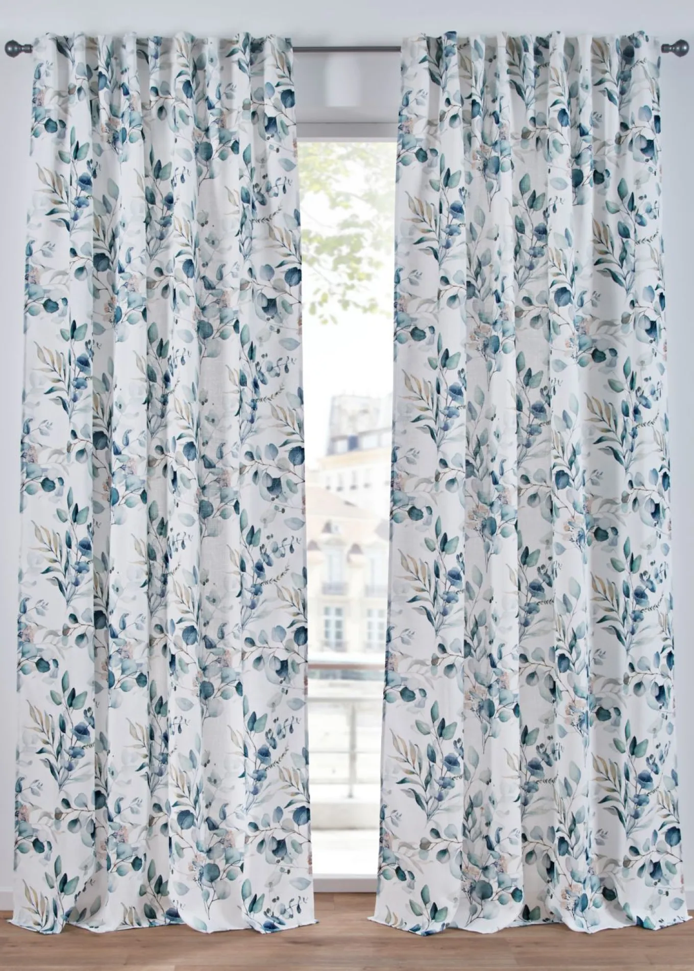 Cortina con estampado de hojas (1 unidad)