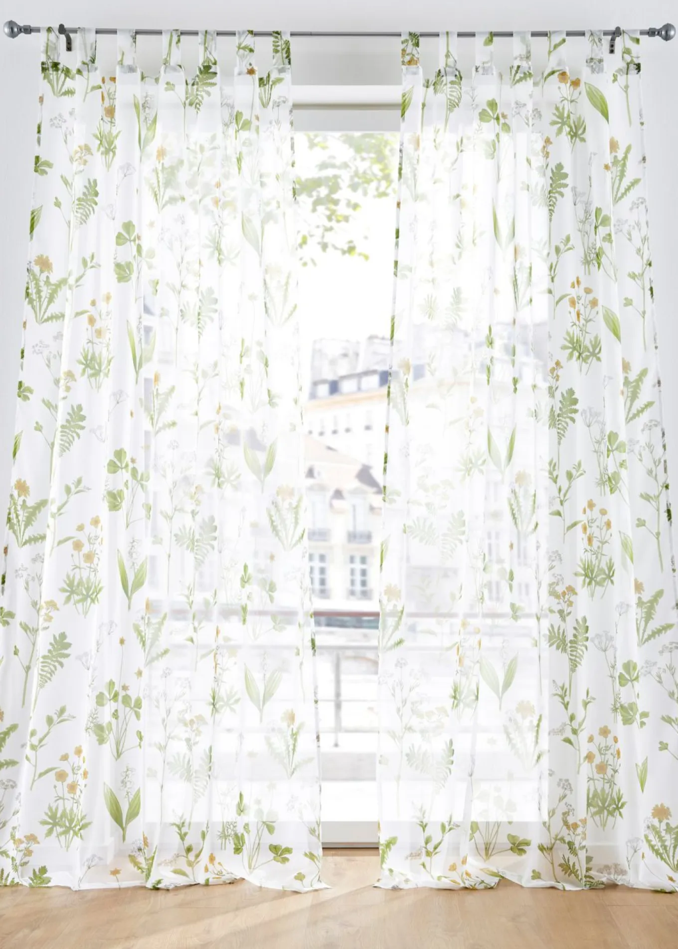 Cortina con estampado floral (1 unidad)