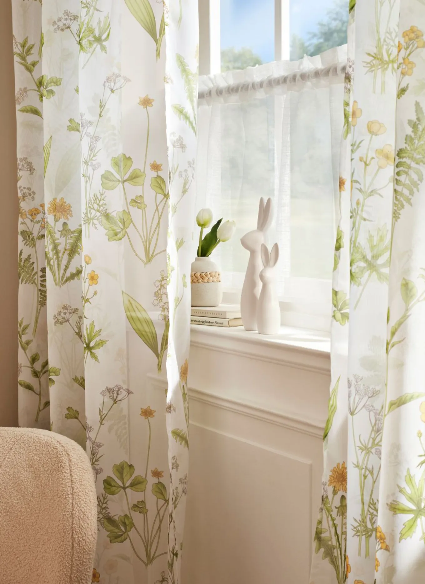 Cortina con estampado floral (1 unidad)