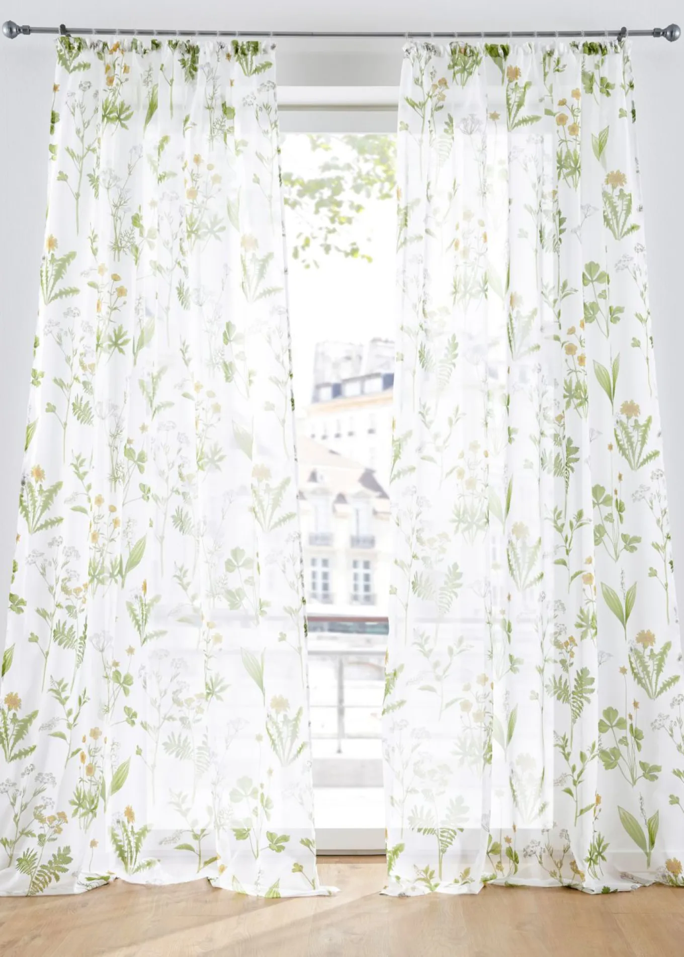 Cortina con estampado floral (1 unidad)