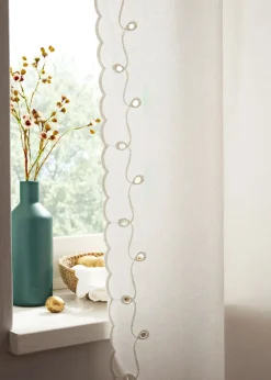 Cortina de algodón orgánico con bordes bordados (1 unidad)