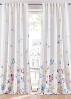 Cortina de microfibra con estampado de mariposas (1 unidad)
