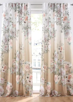 Cortina de microfibra con estampado de rosas