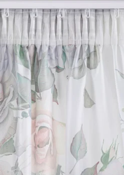 Cortina de microfibra con estampado de rosas