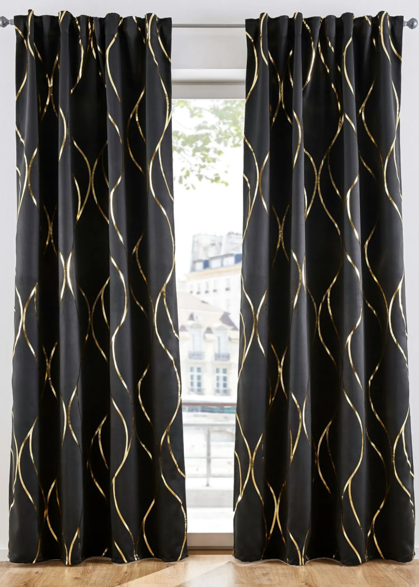 Cortina oscurecedora con estampado brillante (1 unidad)
