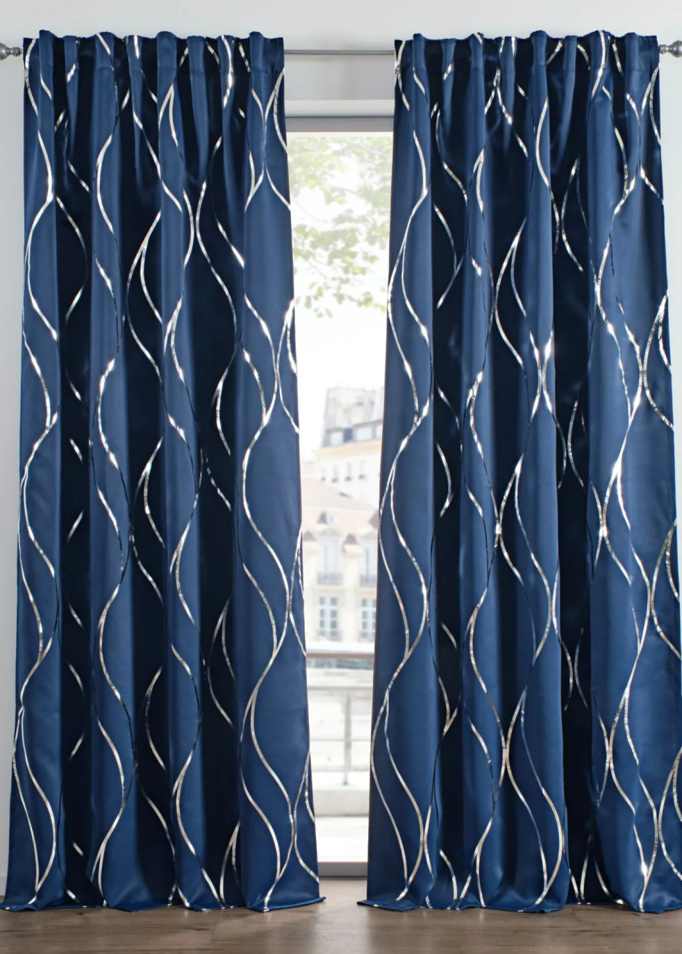 Cortina oscurecedora con estampado brillante (1 unidad)