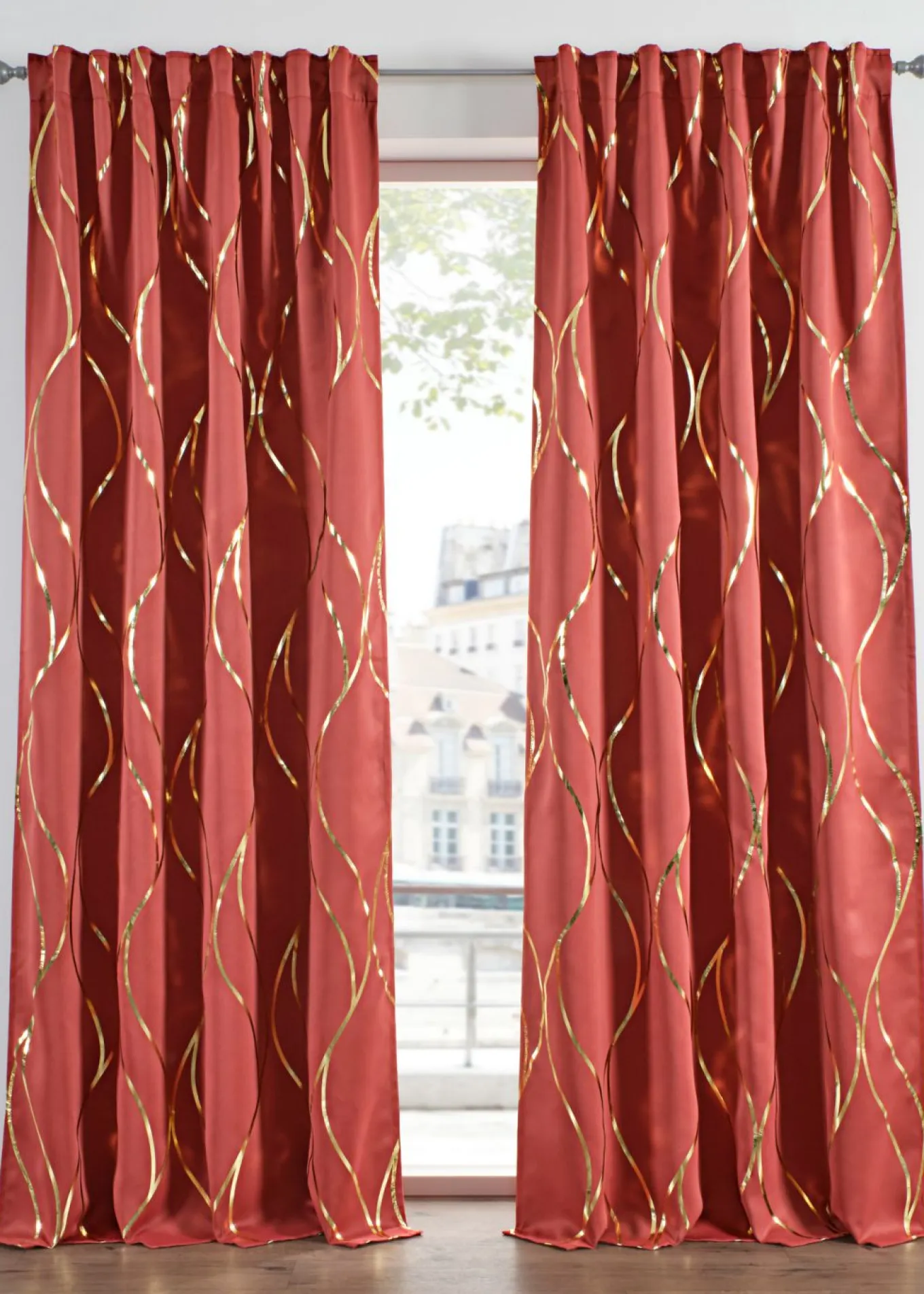 Cortina oscurecedora con estampado brillante (1 unidad)