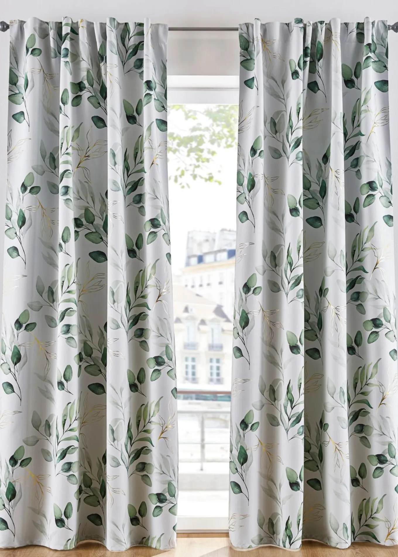 Cortina oscurecedora con estampado floral brillante (1 unidad)