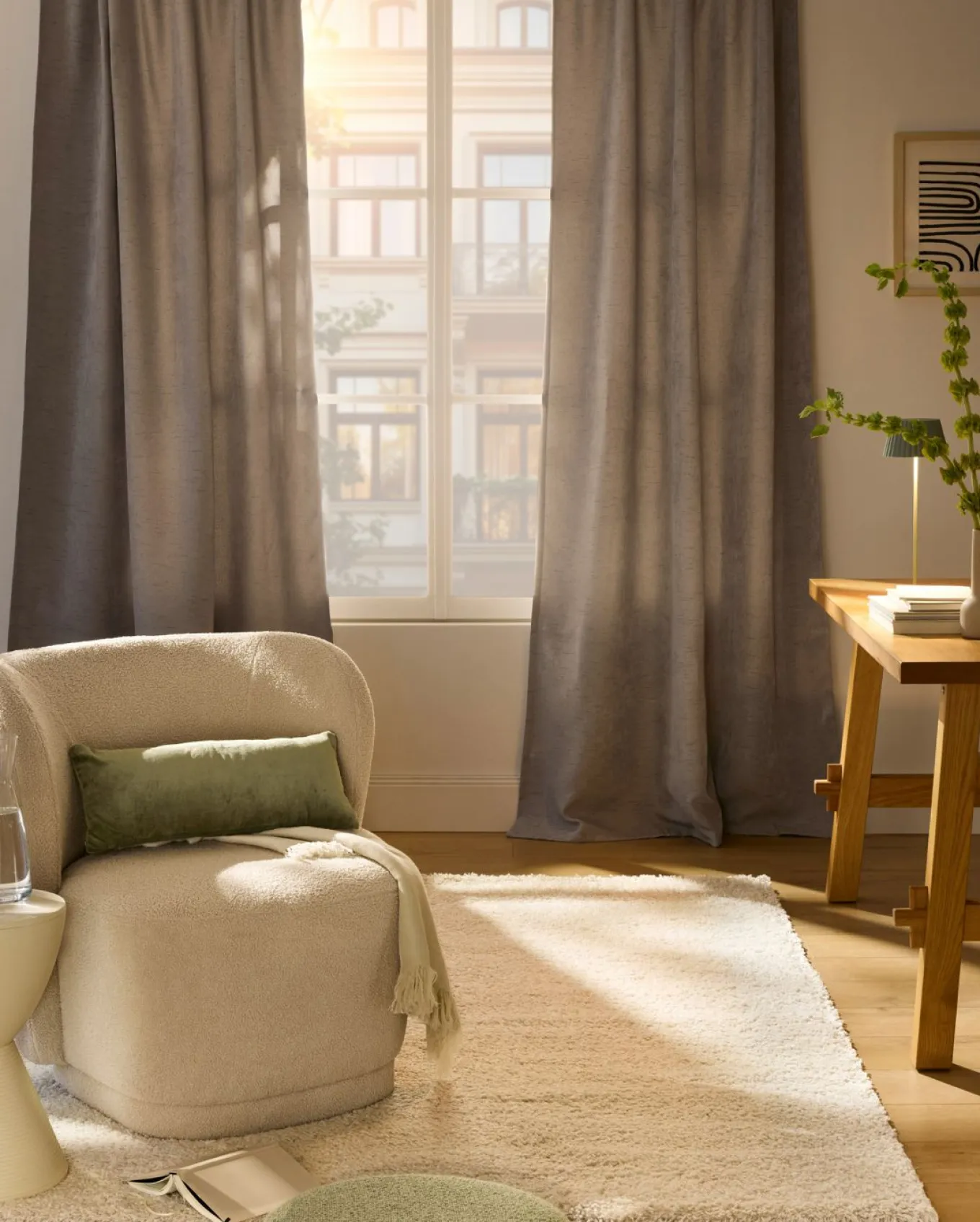 Cortinas oscurecedoras con estructura (2 unidades)