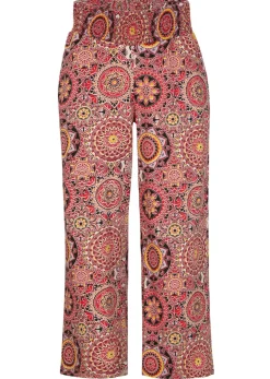 Culotte ancho capri de punto con cinturilla ancha de nido de abeja