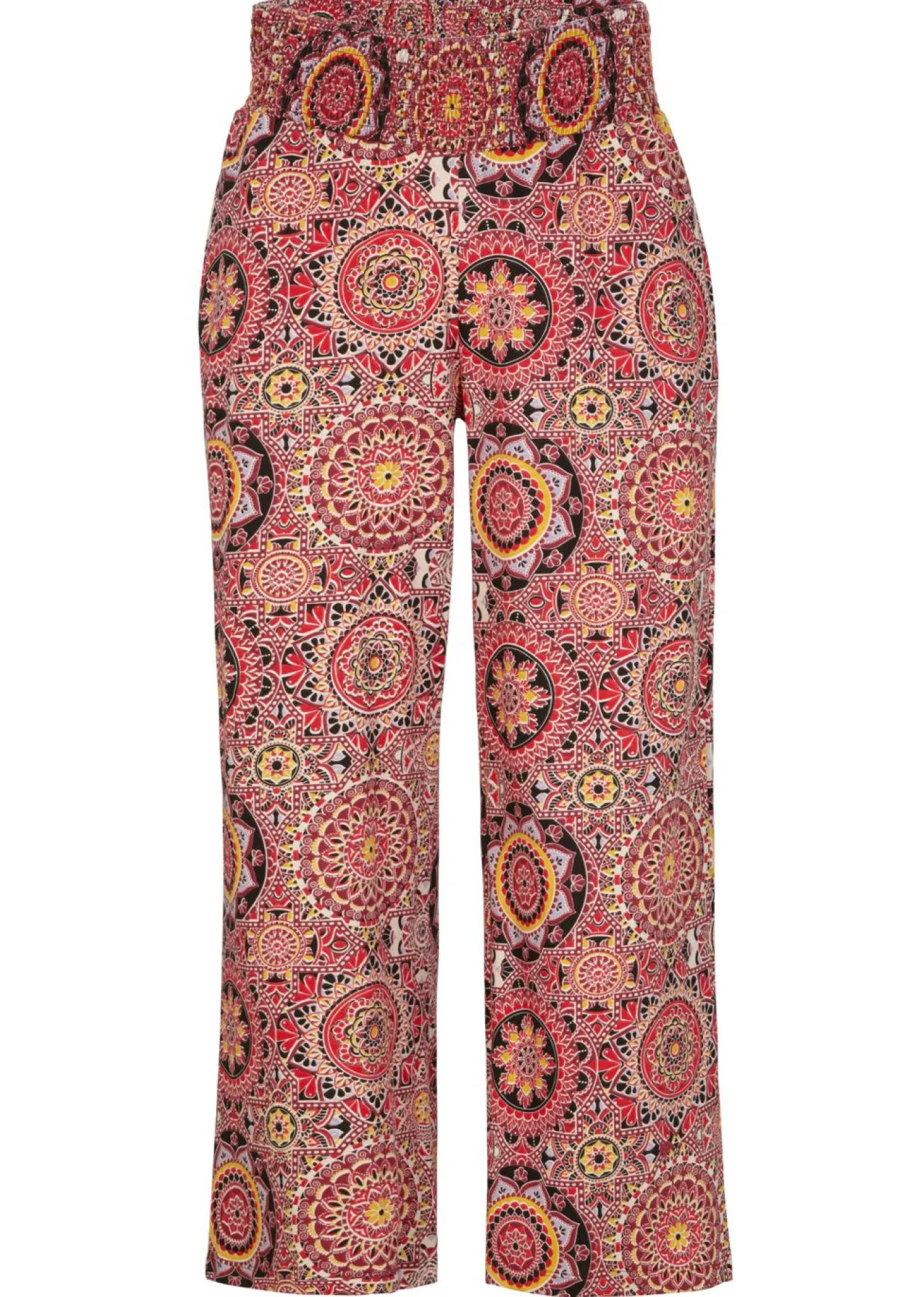 Culotte ancho capri de punto con cinturilla ancha de nido de abeja