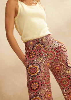 Culotte ancho capri de punto con cinturilla ancha de nido de abeja