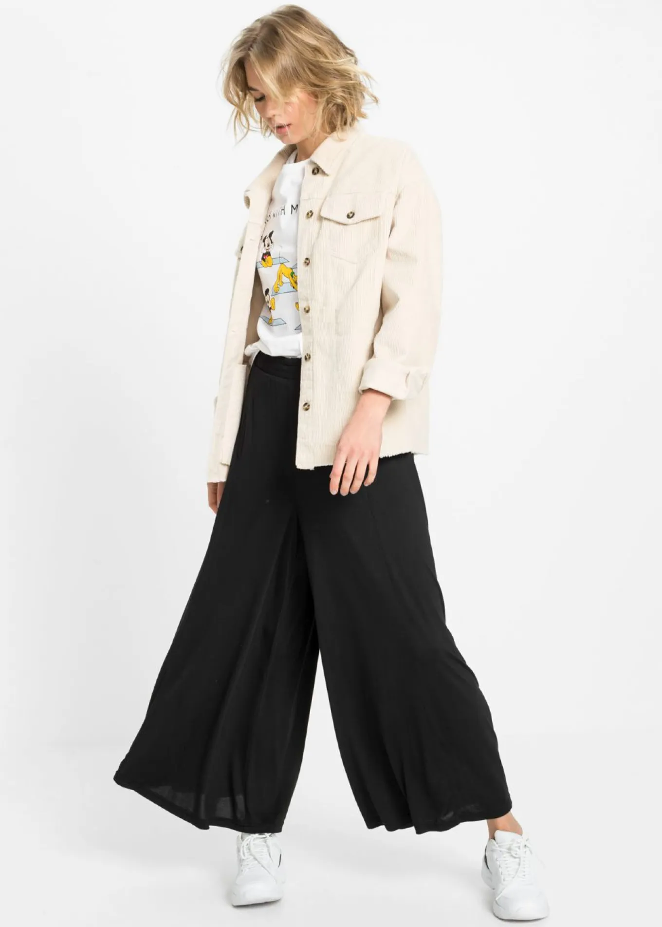 Culotte de punto con pierna ancha