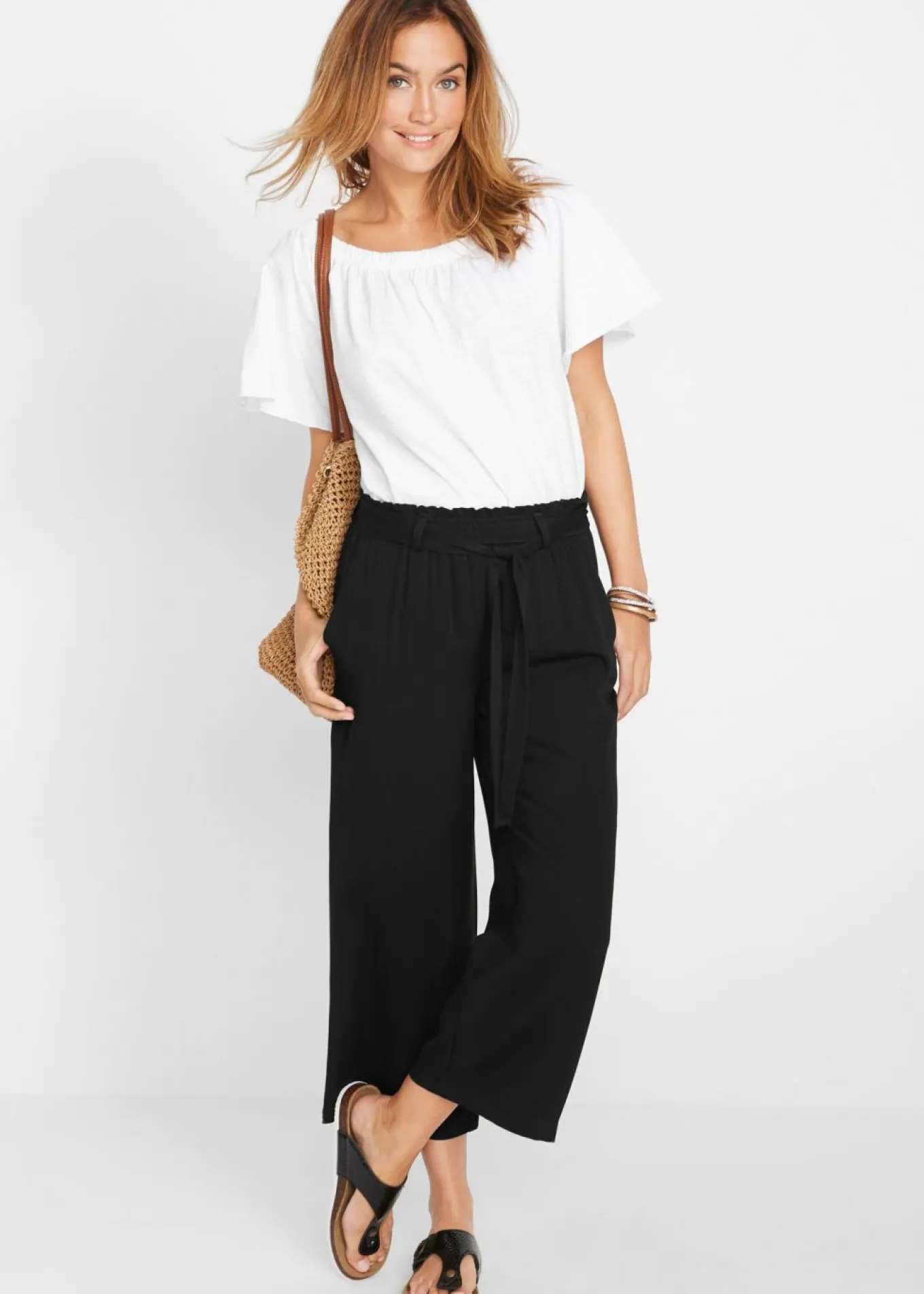 Culotte de viscosa con cinturón