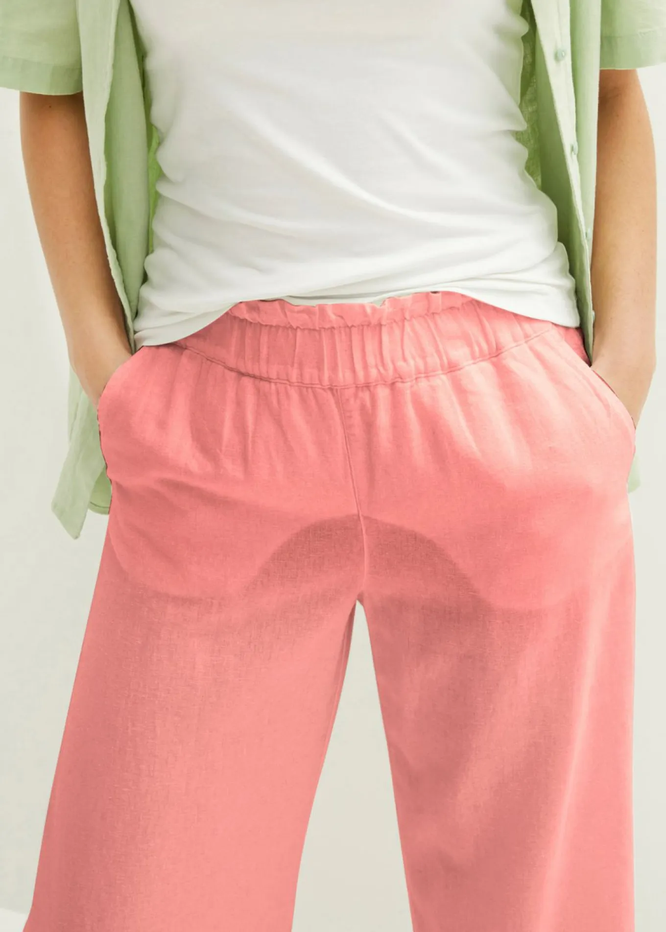 Culotte hasta la pantorrilla de mezcla de lino ligero