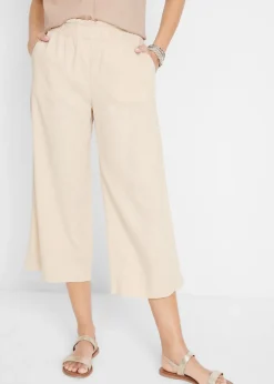 Culotte hasta la pantorrilla de mezcla de lino ligero