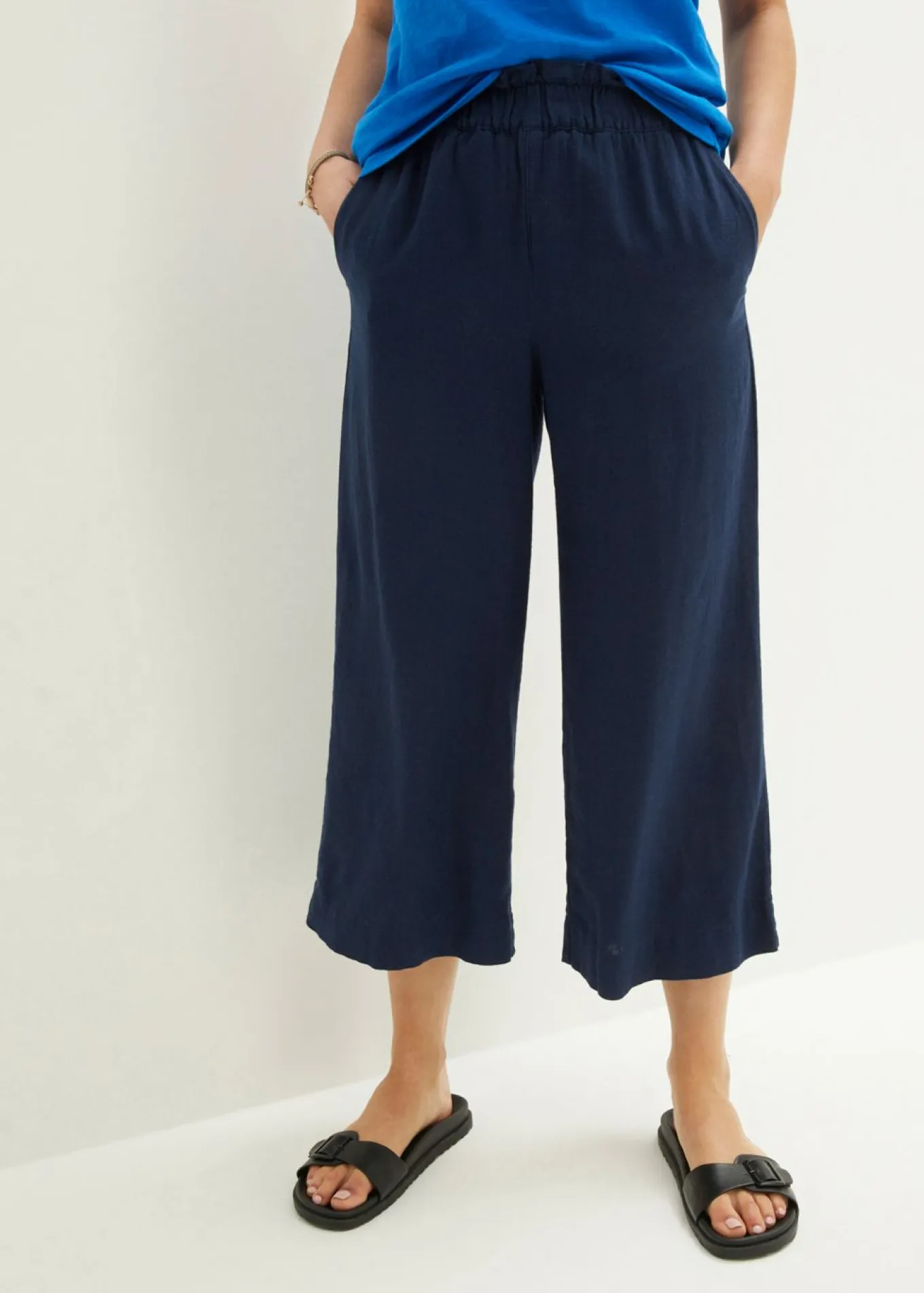 Culotte hasta la pantorrilla de mezcla de lino ligero