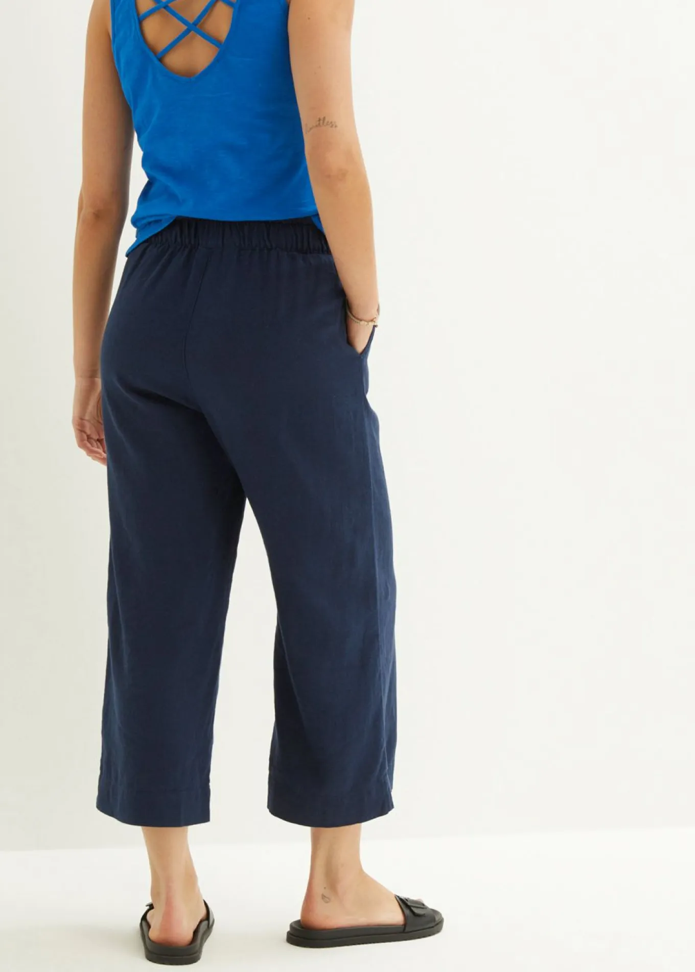 Culotte hasta la pantorrilla de mezcla de lino ligero
