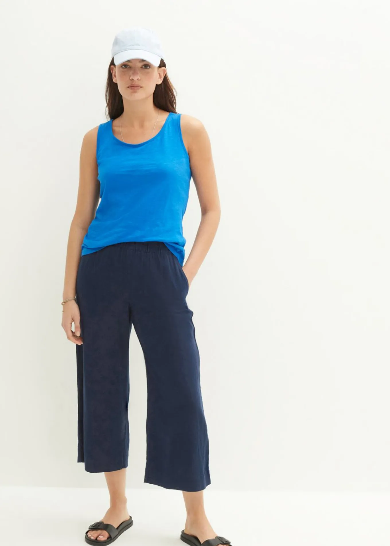 Culotte hasta la pantorrilla de mezcla de lino ligero