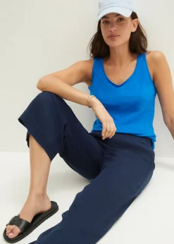 Culotte hasta la pantorrilla de mezcla de lino ligero