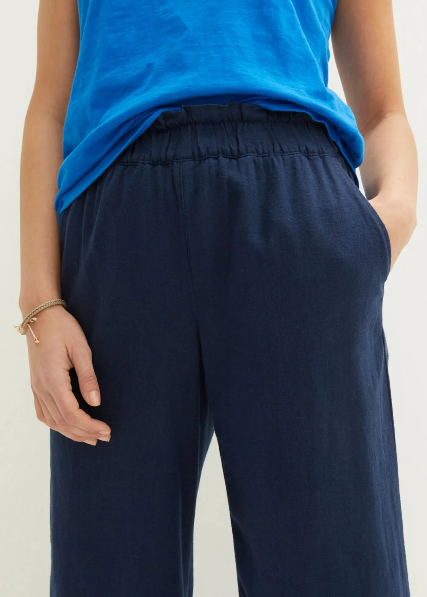 Culotte hasta la pantorrilla de mezcla de lino ligero