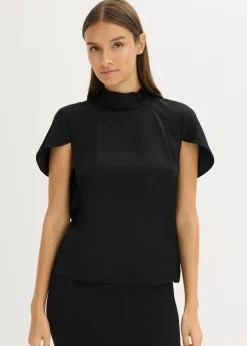 Elegante blusa de manga corta de satén brillante