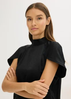 Elegante blusa de manga corta de satén brillante