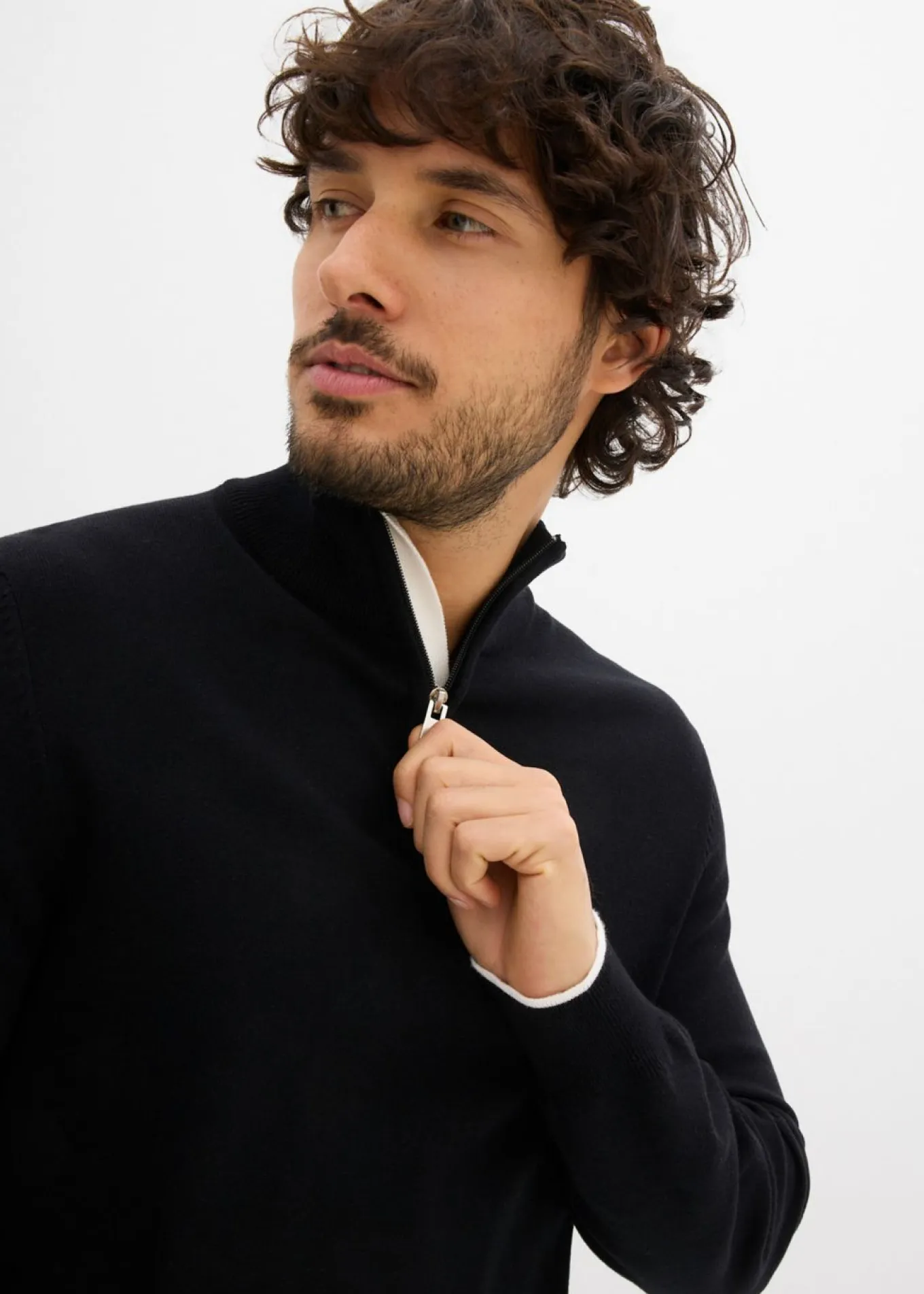 Elegante jersey tipo troyer de algodón