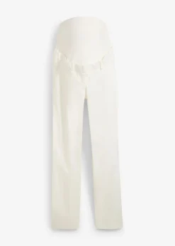 Elegantes pantalones premamá de pierna recta confeccionados en una mezcla de algodón agradable para la piel