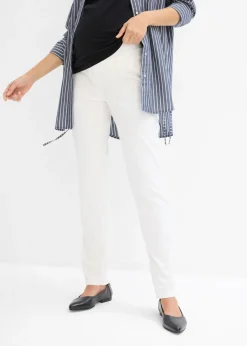 Elegantes pantalones premamá de pierna recta confeccionados en una mezcla de algodón agradable para la piel