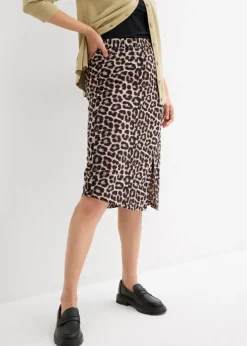 Falda con abertura y estampado de leopardo