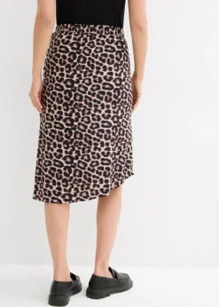 Falda con abertura y estampado de leopardo