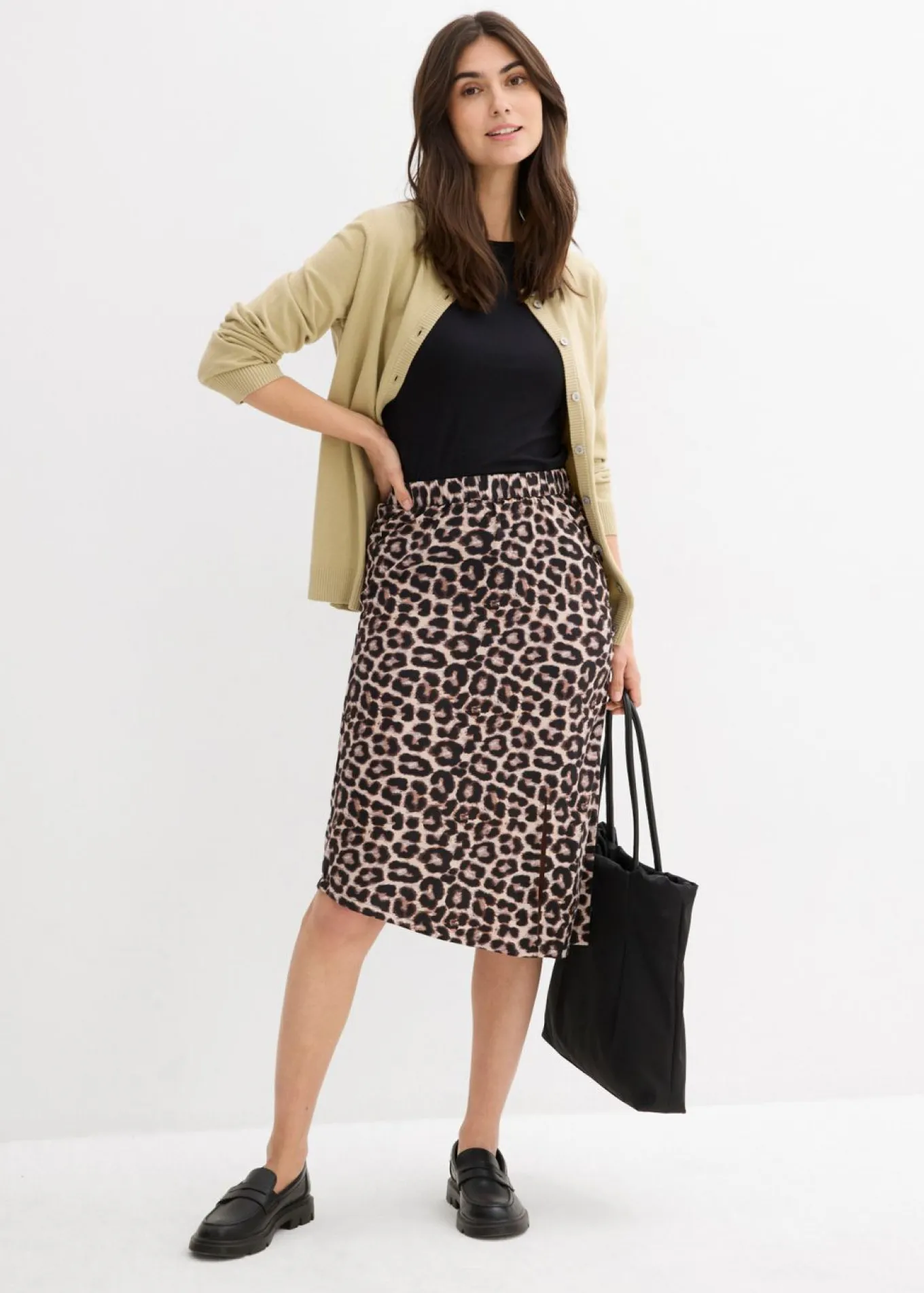 Falda con abertura y estampado de leopardo