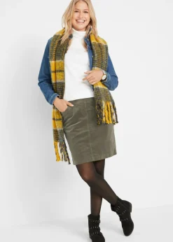 Falda de algodón de pana, elástica, con cintura cómoda