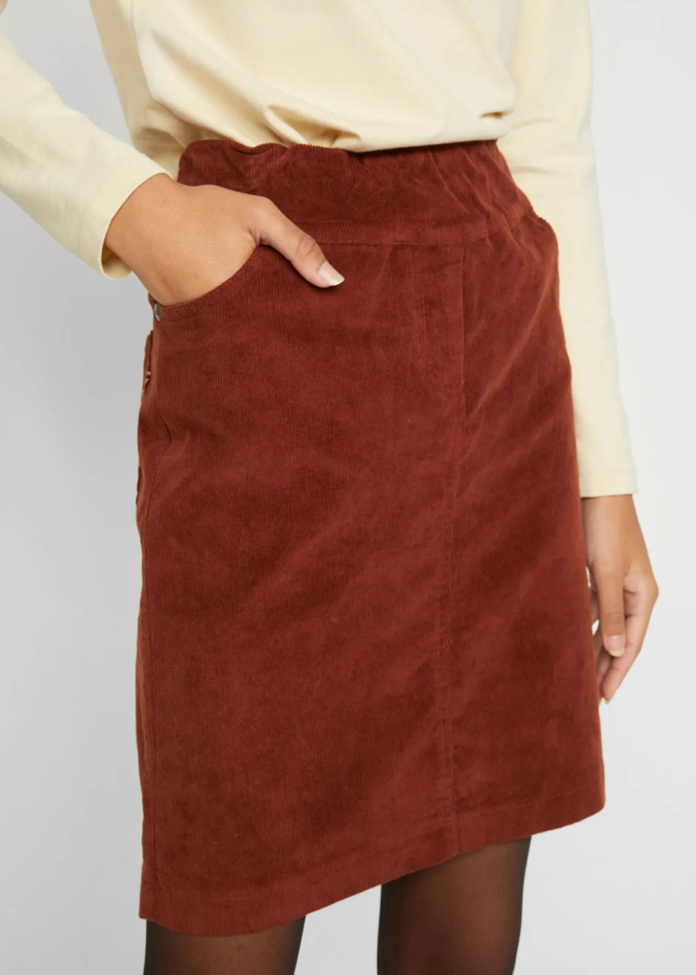 Falda de algodón de pana, elástica, con cintura cómoda