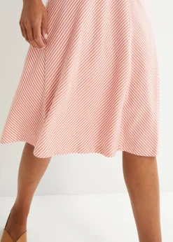 Falda de punto con rayas y largo hasta la rodilla