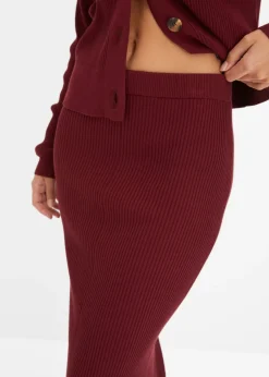 Falda de punto de canalé de mezcla de viscosa