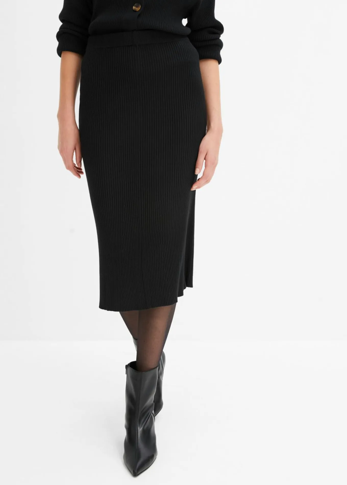 Falda de punto de canalé de mezcla de viscosa