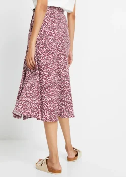 Falda de viscosa hasta la rodilla con bolsillos y cintura cómoda
