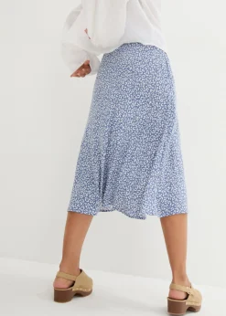 Falda de viscosa hasta la rodilla con bolsillos y cintura cómoda