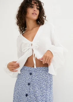 Falda de viscosa hasta la rodilla con bolsillos y cintura cómoda