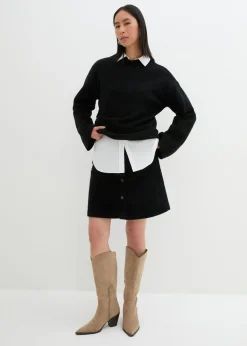 Falda elástica de pana con botones