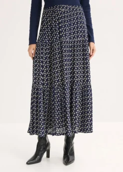 Falda maxi a capas con viscosa estructurada