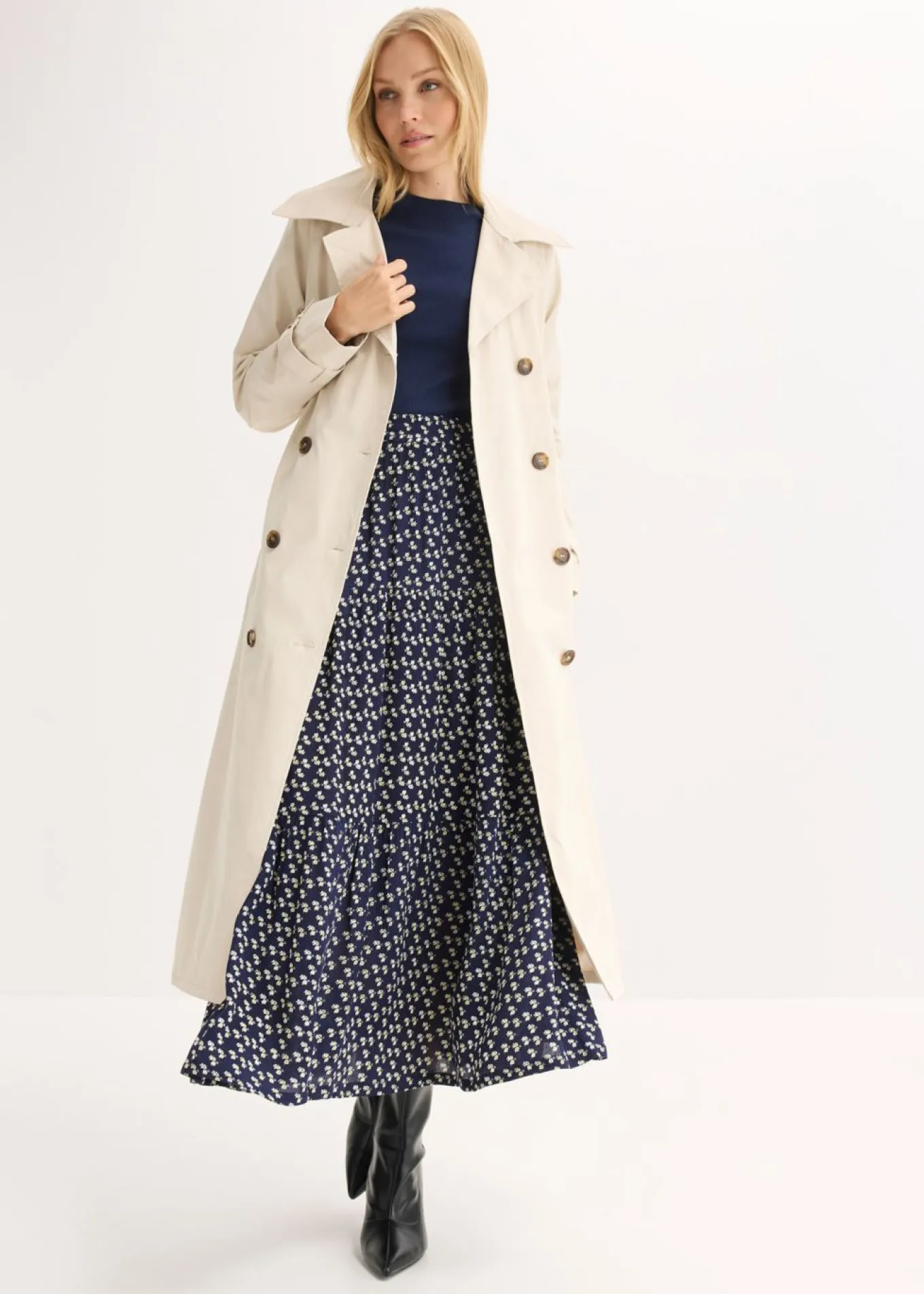 Falda maxi a capas con viscosa estructurada